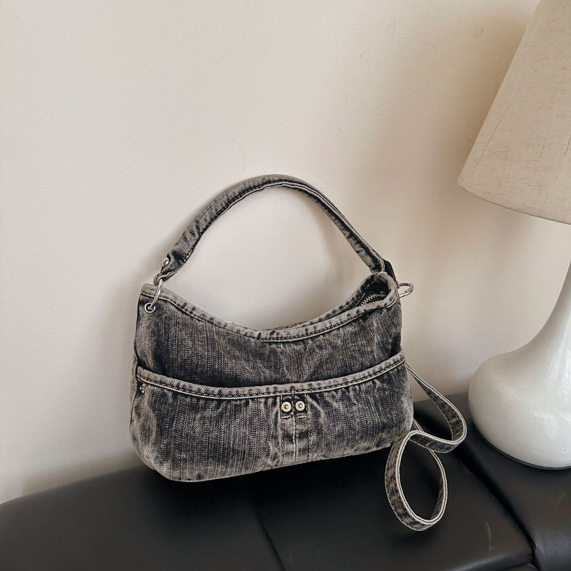 One Shoulder Messenger Bag Women's Commuter Denim Handbag