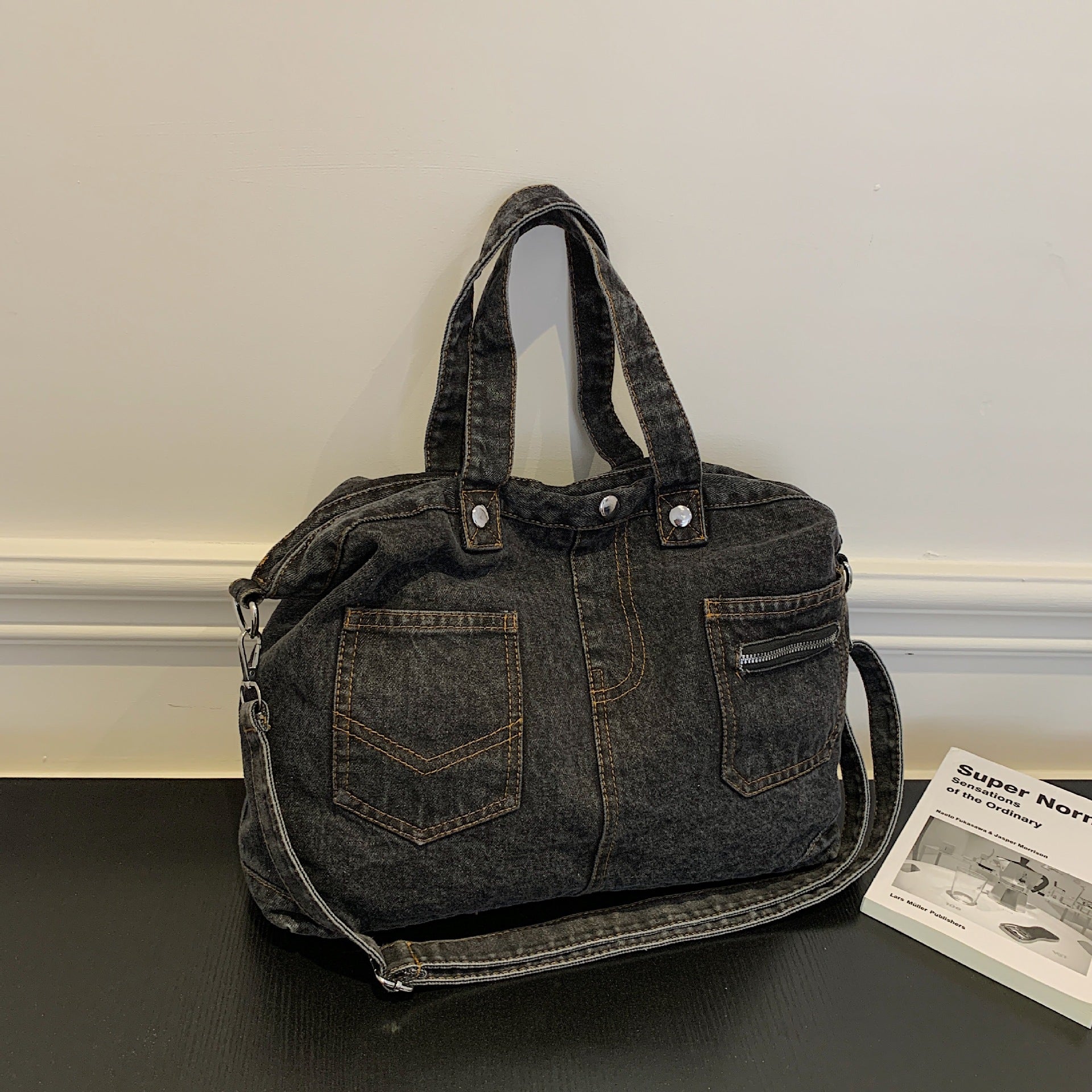 Denim Large-Capacity Shoulder Bag Casual Commuter Tote