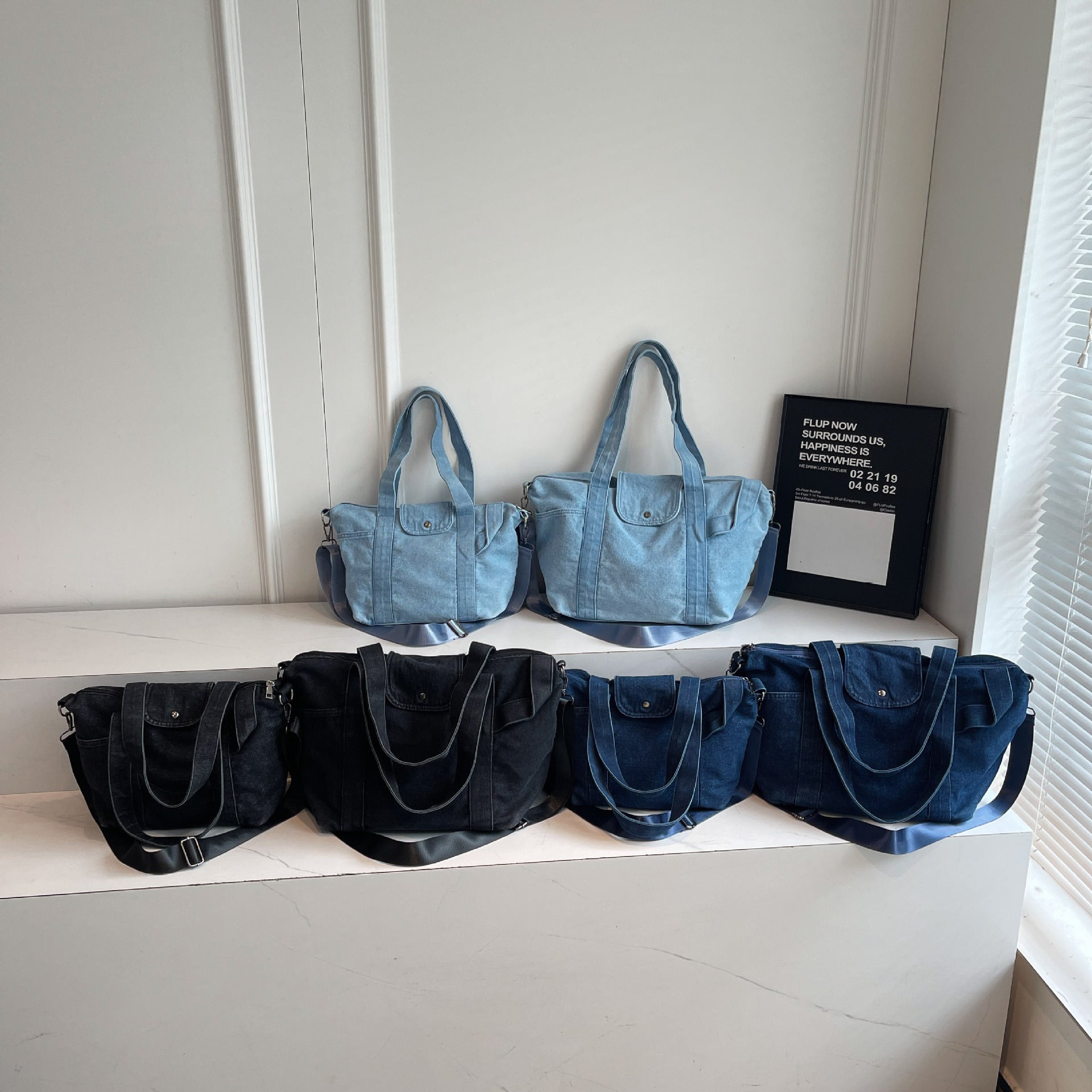 Trendy Large Capacity Denim Dragon Tote Bag for Women