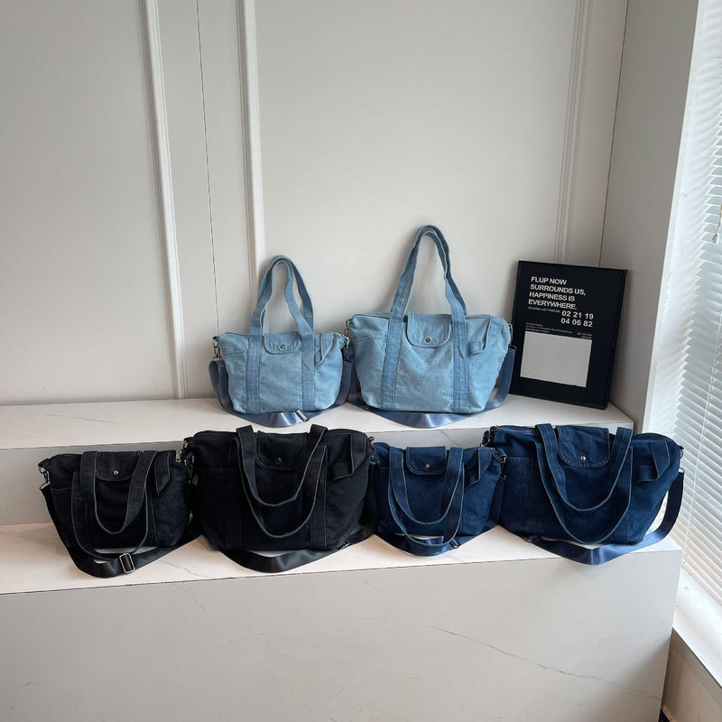 Trendy Large Capacity Denim Dragon Tote Bag for Women