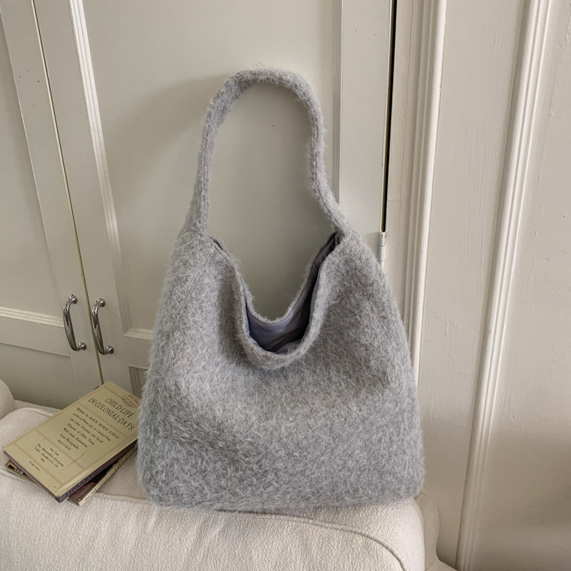 Internet Popular Plush Woolen Large-Capacity Tote Bag