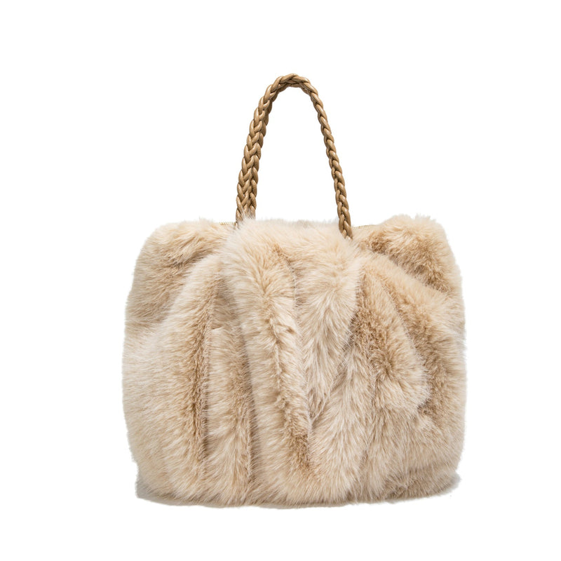Fashion Plush Cloud Bag Large Capacity Fluffy Tote Casual Shoulder Bag