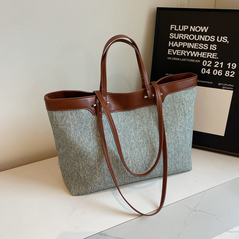 Denim Shoulder Bag Large Capacity Daily Tote