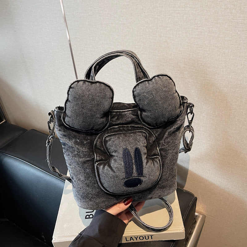 Retro Mickey Mouse Denim Messenger Bag