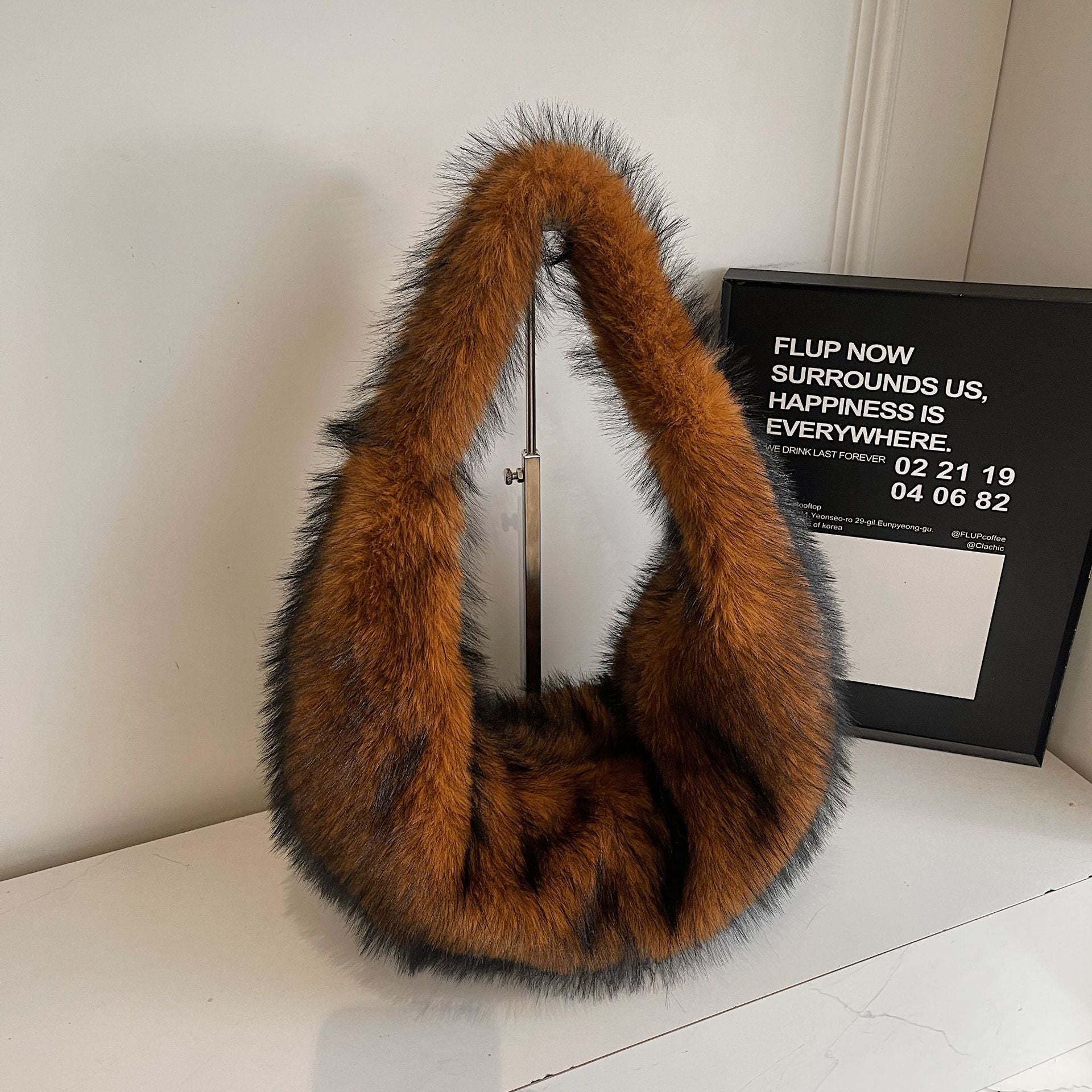 Premium Versatile Plush Shoulder Bag, Fluffy Armpit Bag, Casual Handbag