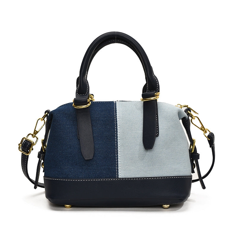 Contrasting Color Shell Bag Splicing Messenger Handbag