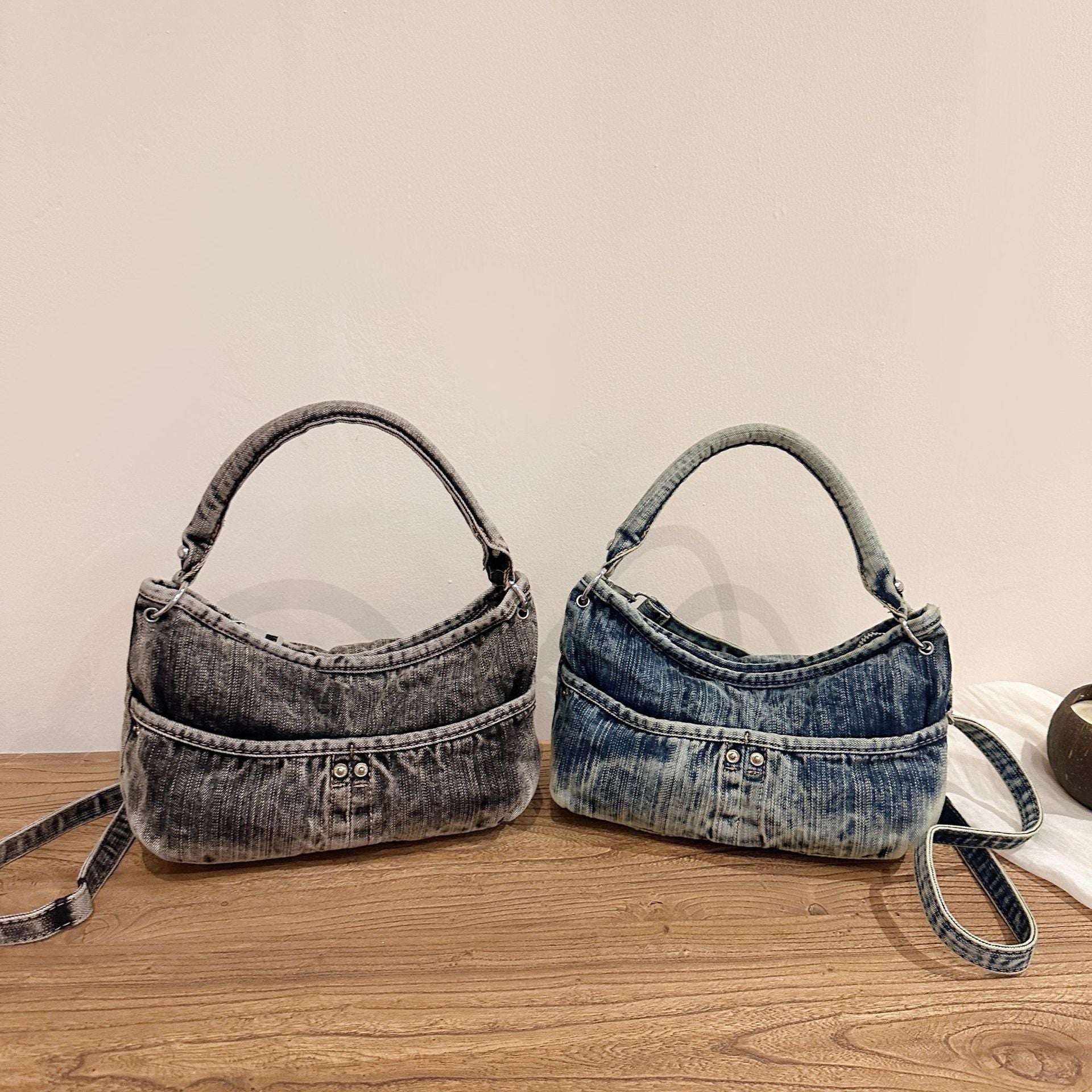 One Shoulder Messenger Bag Women's Commuter Denim Handbag