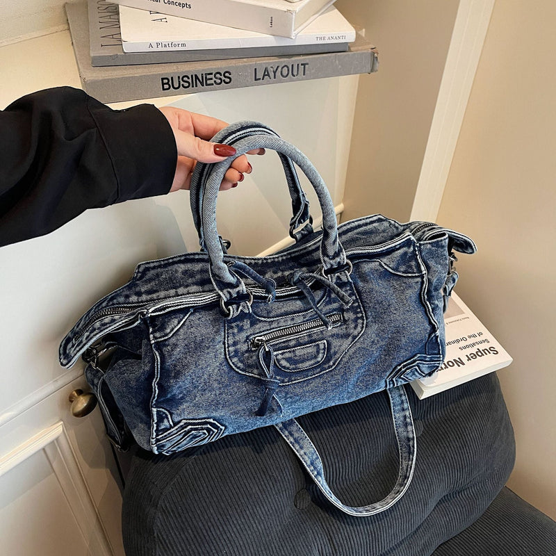 Personalized Denim Shoulder Bag - Classic Retro Messenger