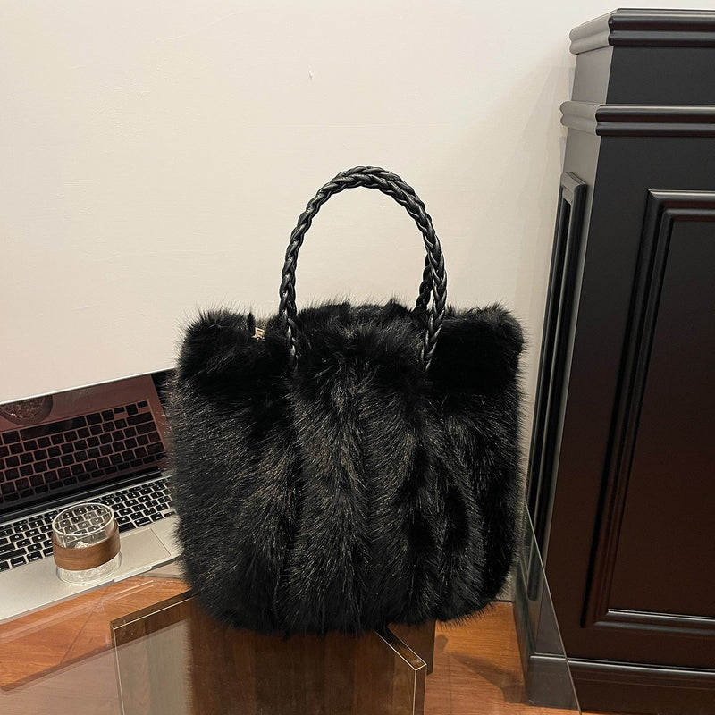 Fashion Plush Cloud Bag Large Capacity Fluffy Tote Casual Shoulder Bag