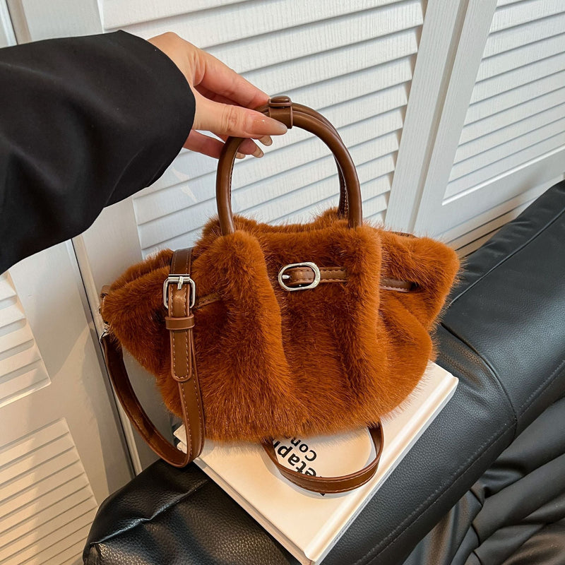 Demellier Women's Plush Splicing Shoulder Crossbody Bag