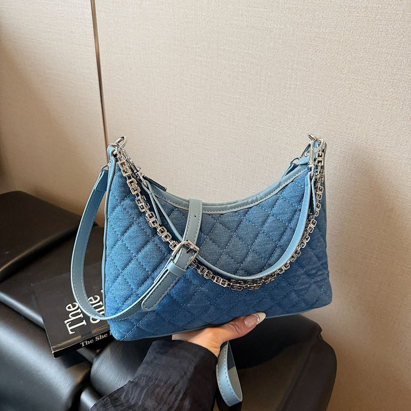 Denim Rhombus Shoulder Bag Large Capacity Crossbody Women's Bag