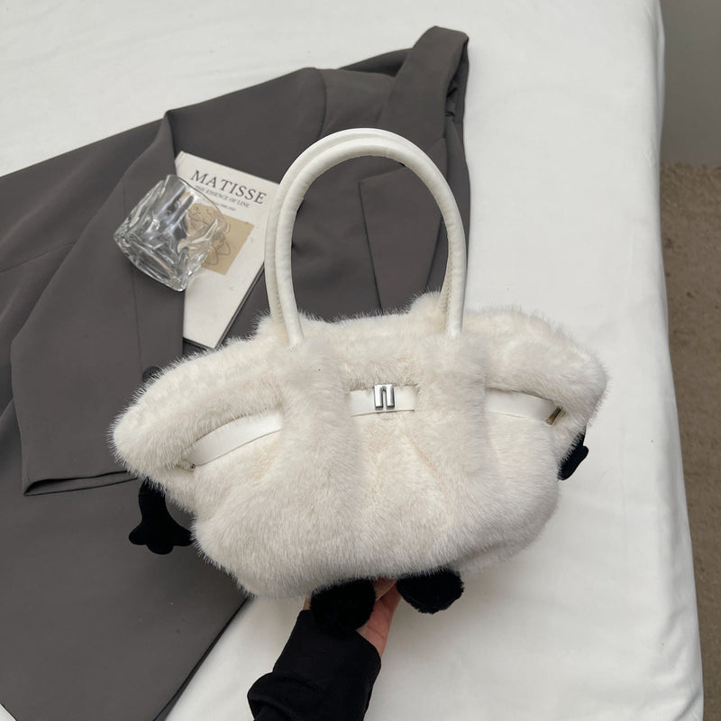 Demellier Pleated Plush Shoulder Bag - Cute Trendy Bucket Style
