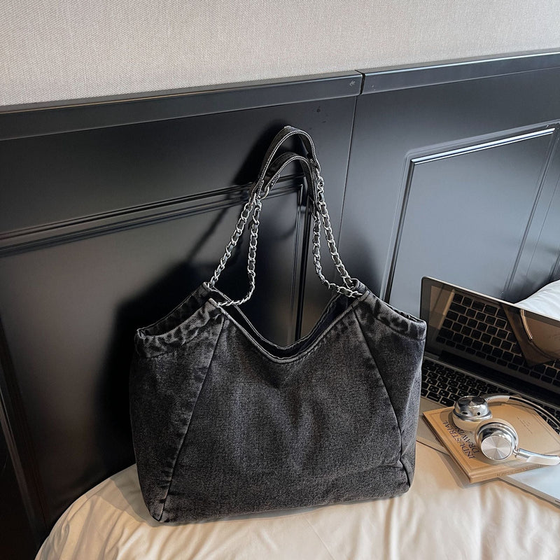 Autumn Messenger Bag Women's Denim Casual Commuter Shoulder Bag