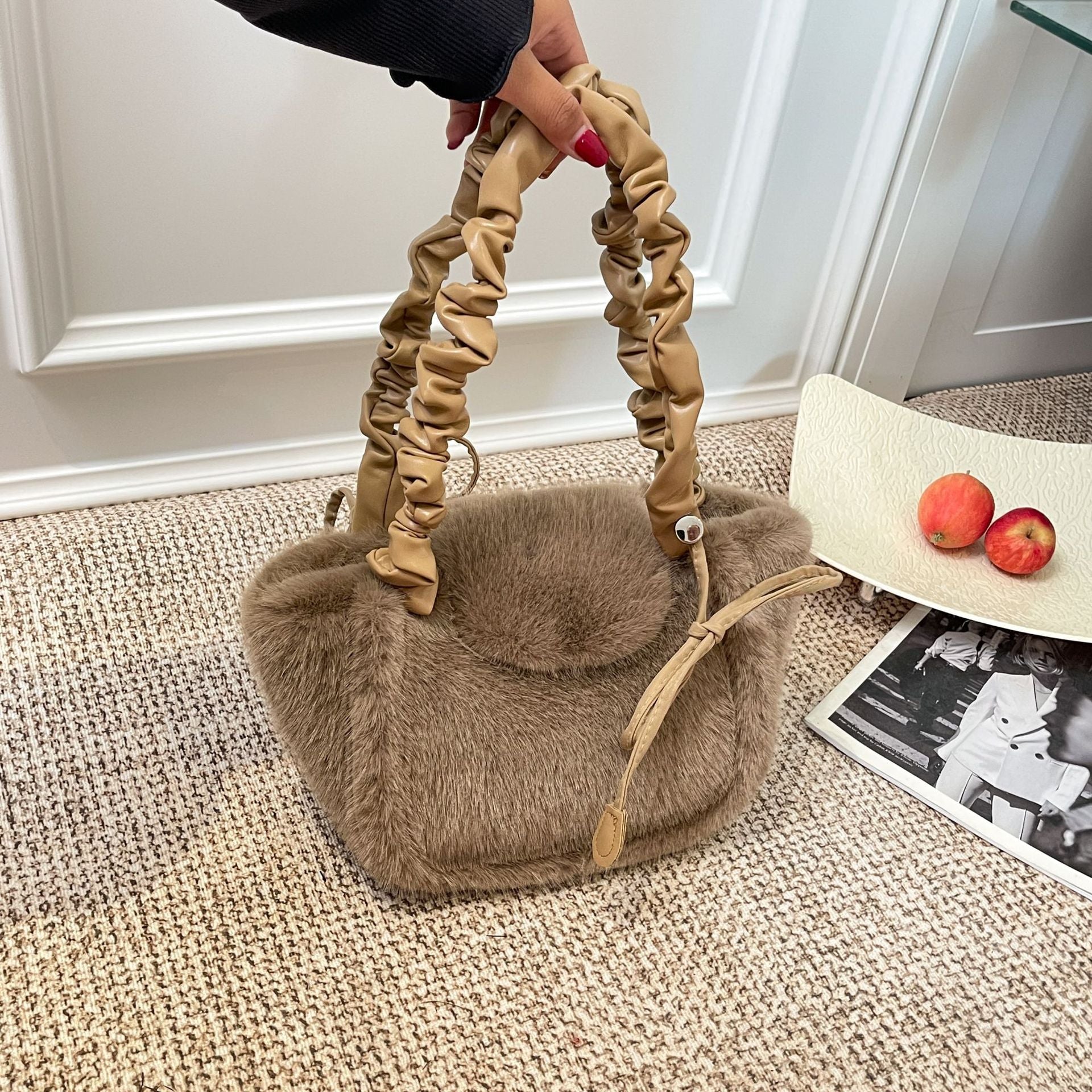 Cute Plush Vegetable Basket Shoulder Bag