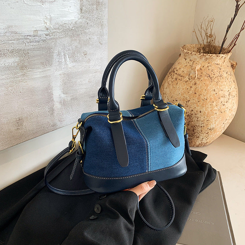 Contrasting Color Shell Bag Splicing Messenger Handbag