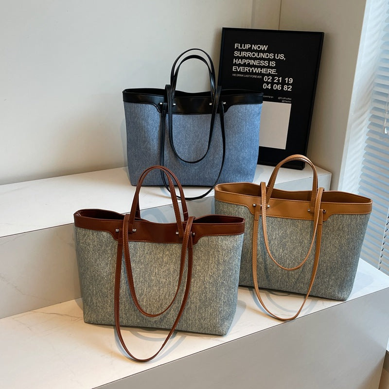 Denim Shoulder Bag Large Capacity Daily Tote