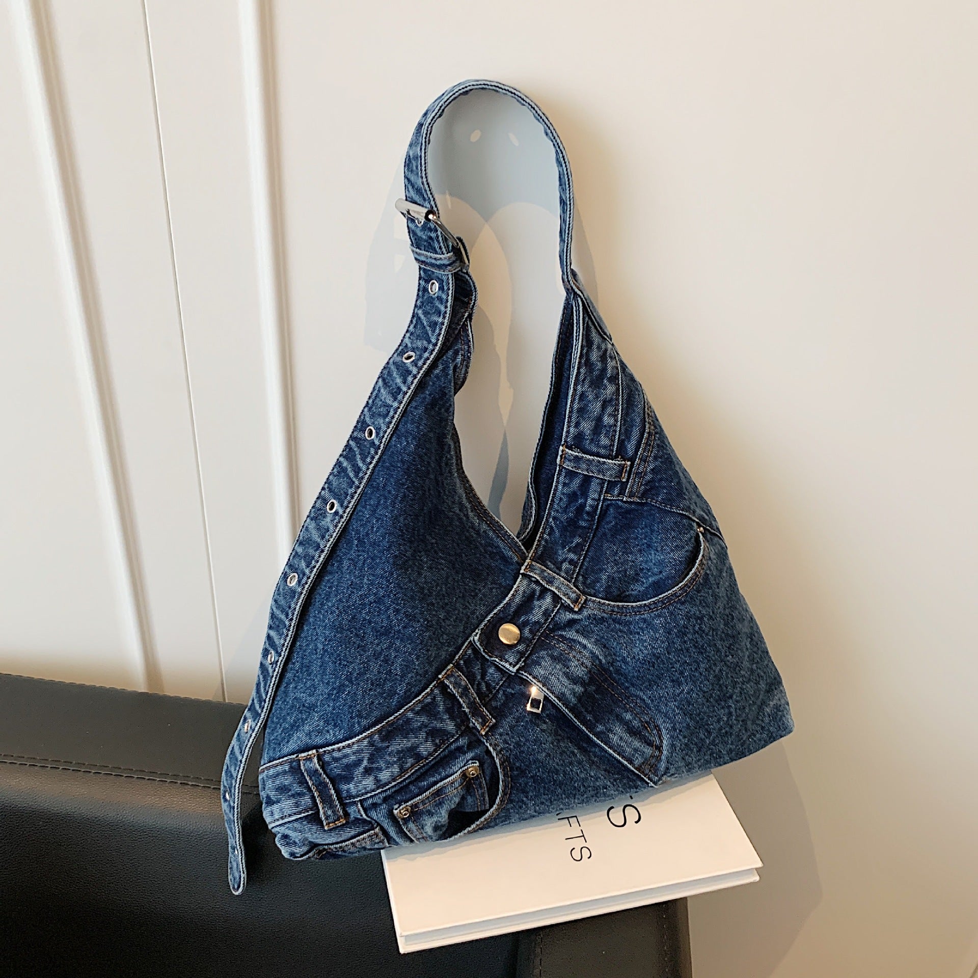 Large Capacity Denim Messenger Bag for Students & Travel