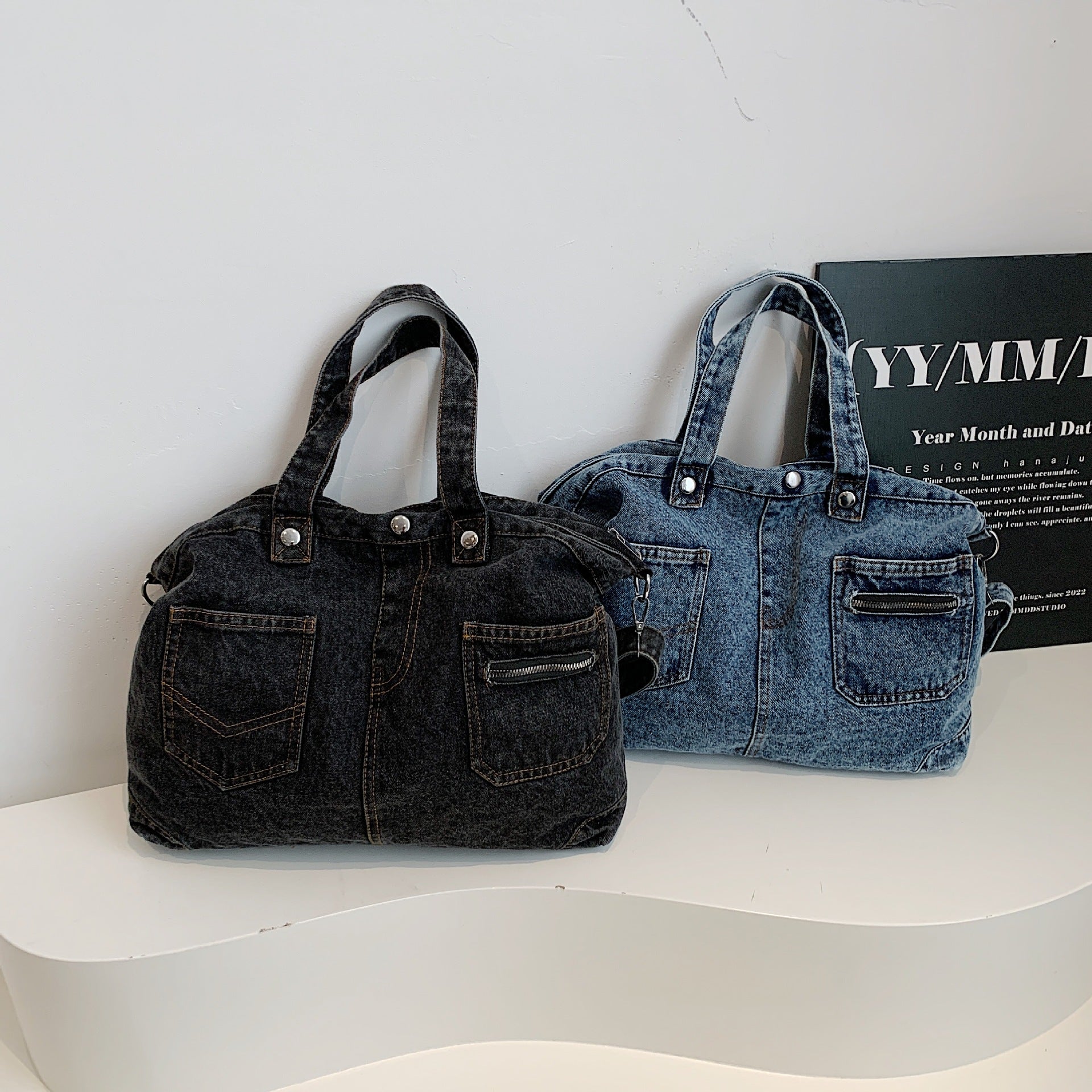 Denim Large-Capacity Shoulder Bag Casual Commuter Tote