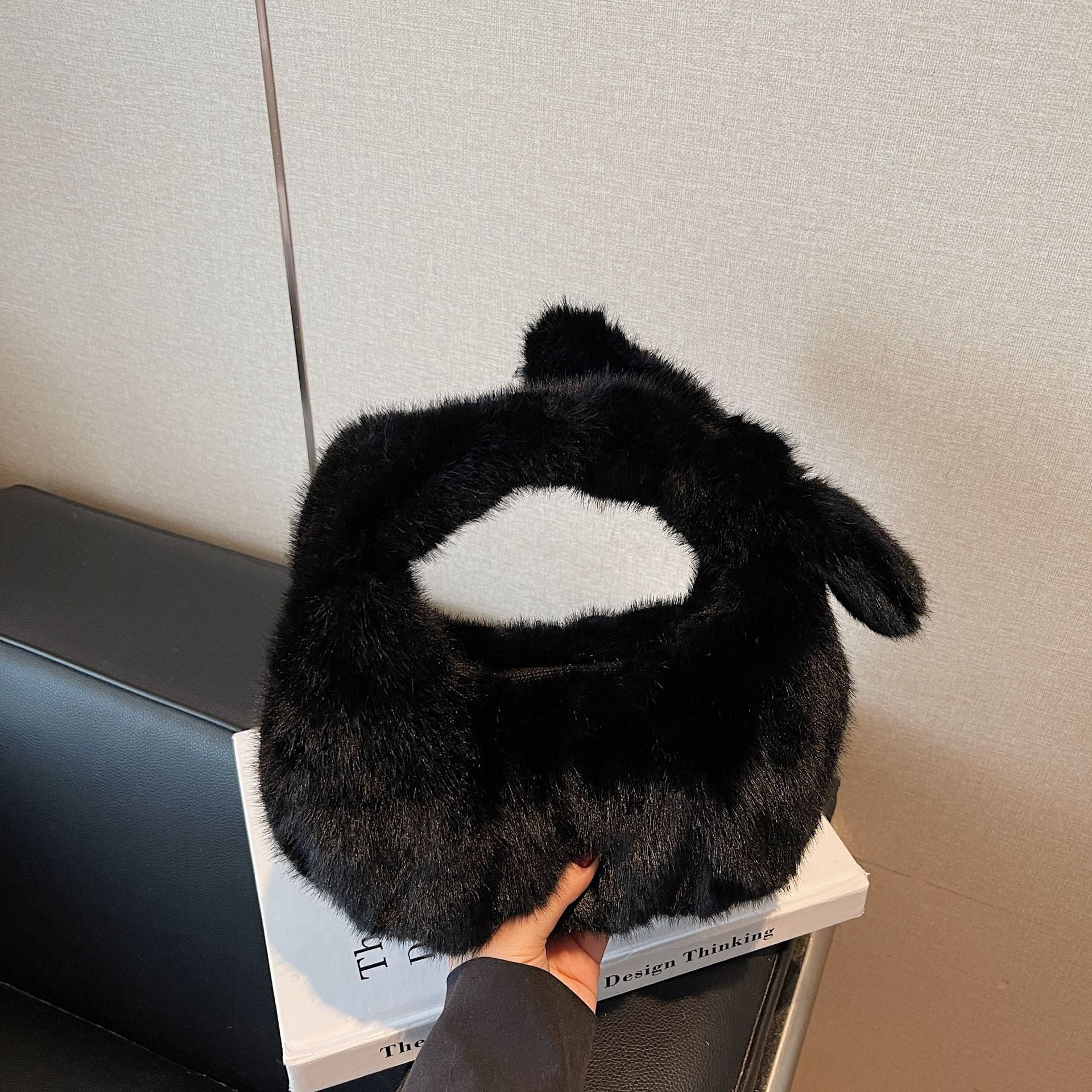 Plush Pleated Hand Cloud Bag Solid Color Hair Bag