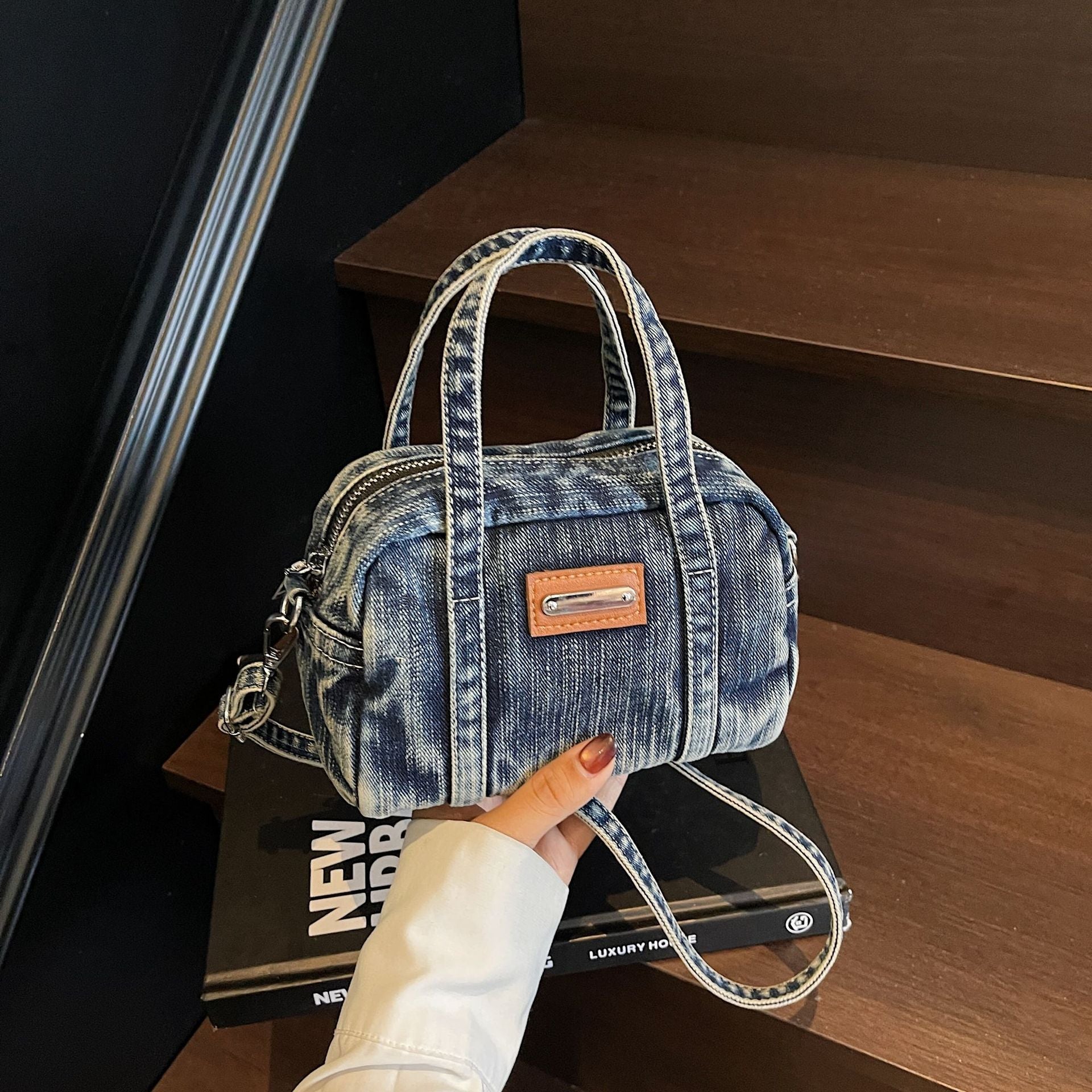 Denim Small Square Messenger Bag Female Portable Pillow Bag