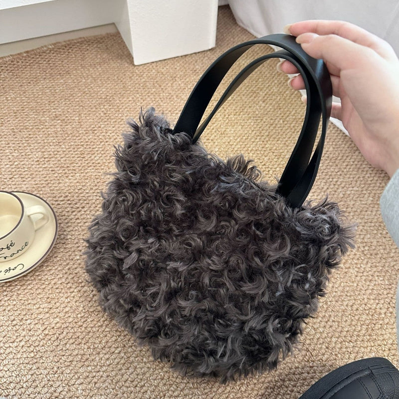 High Fashion Plush Bucket Handbag Autumn Winter New Style
