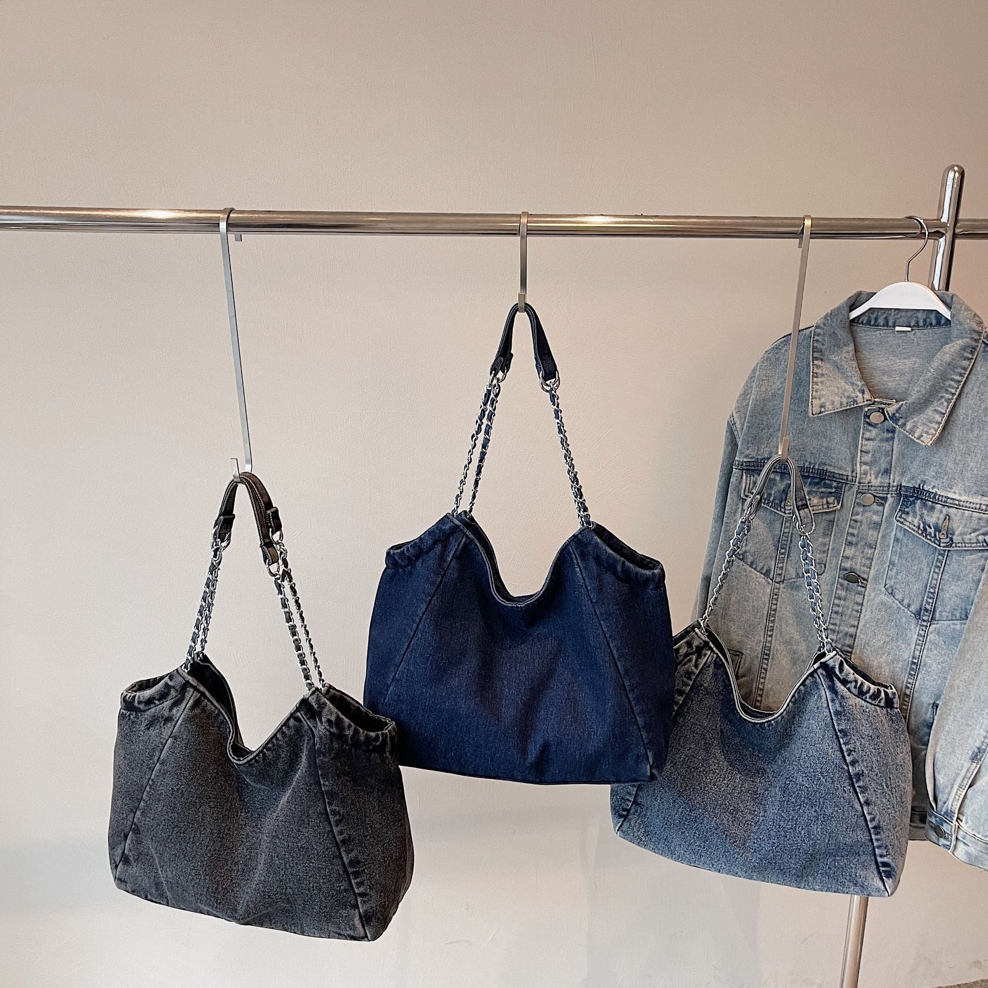 Autumn Messenger Bag Women's Denim Casual Commuter Shoulder Bag
