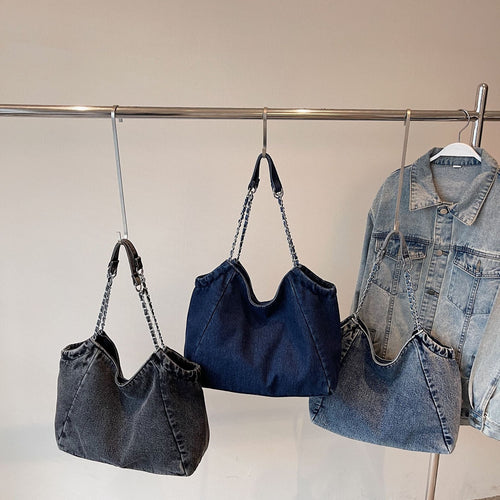 Autumn Messenger Bag Women's Denim Casual Commuter Shoulder Bag
