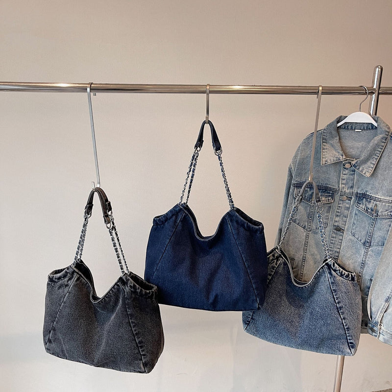 Autumn Messenger Bag Women's Denim Casual Commuter Shoulder Bag
