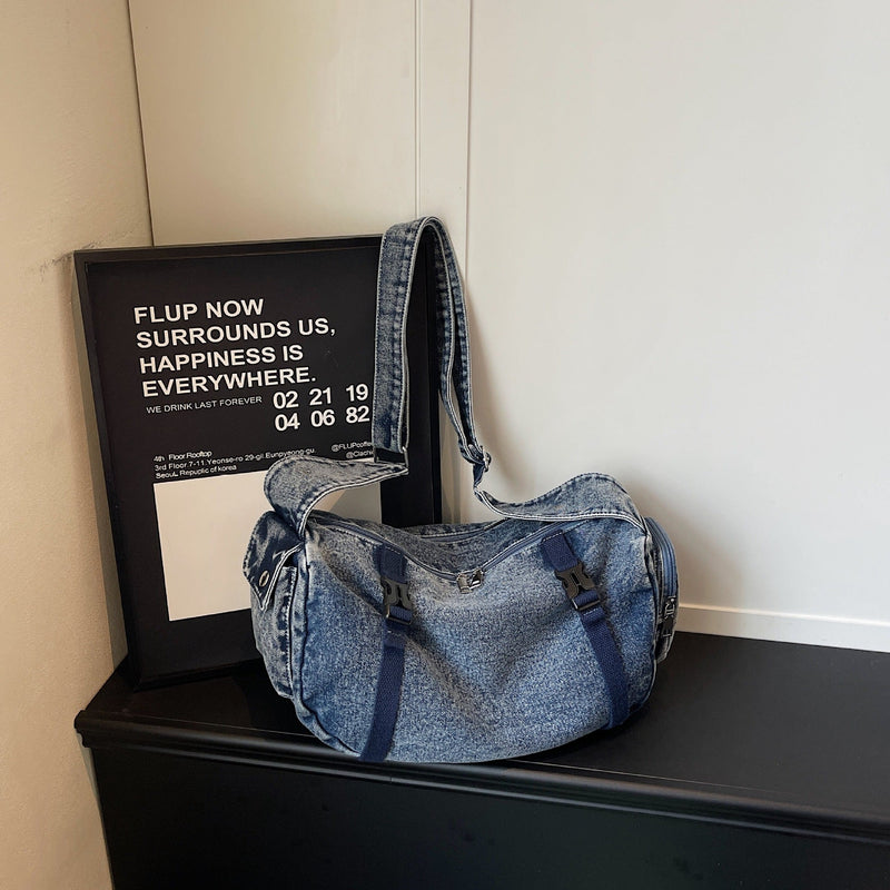 Trend Street Denim Commuter Bag Large Capacity Outdoor Travel Fitness