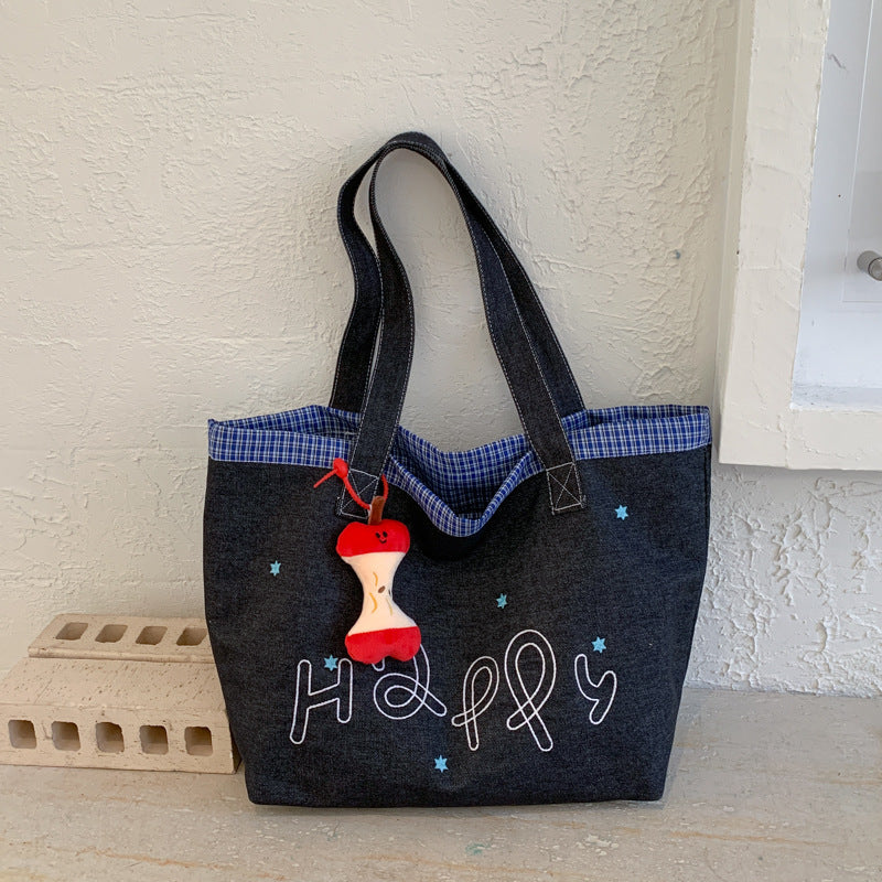 Denim Commuter Shoulder Bag Versatile Casual Tote