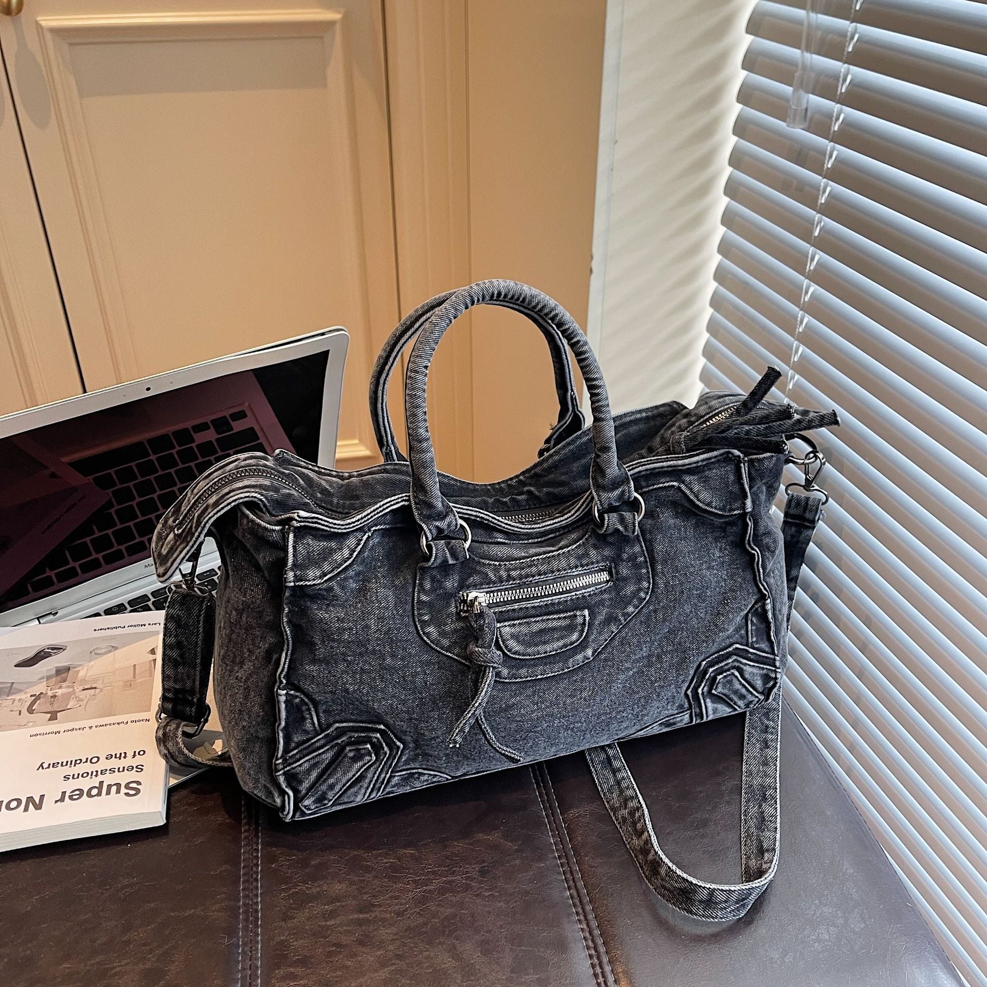 Personalized Denim Shoulder Bag - Classic Retro Messenger