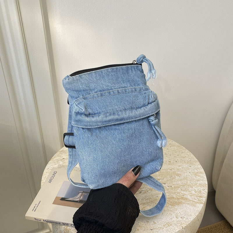 Personalized Washed Denim Messenger Bag