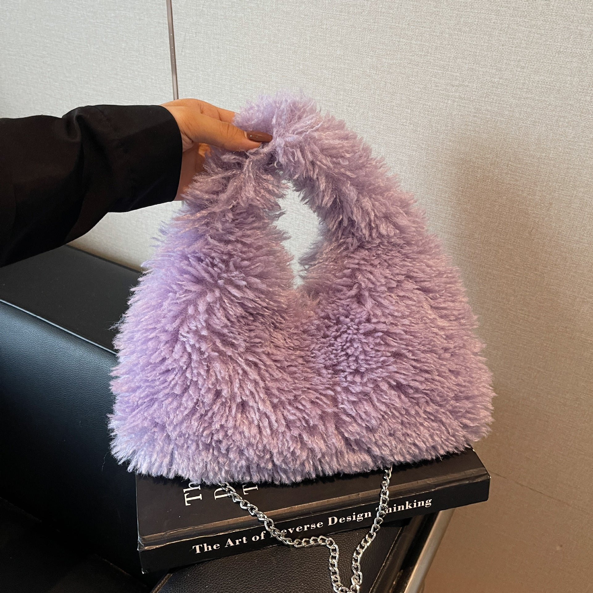 Candy Color Cute Fashionable Plush Handbag Chain Dumpling Bag