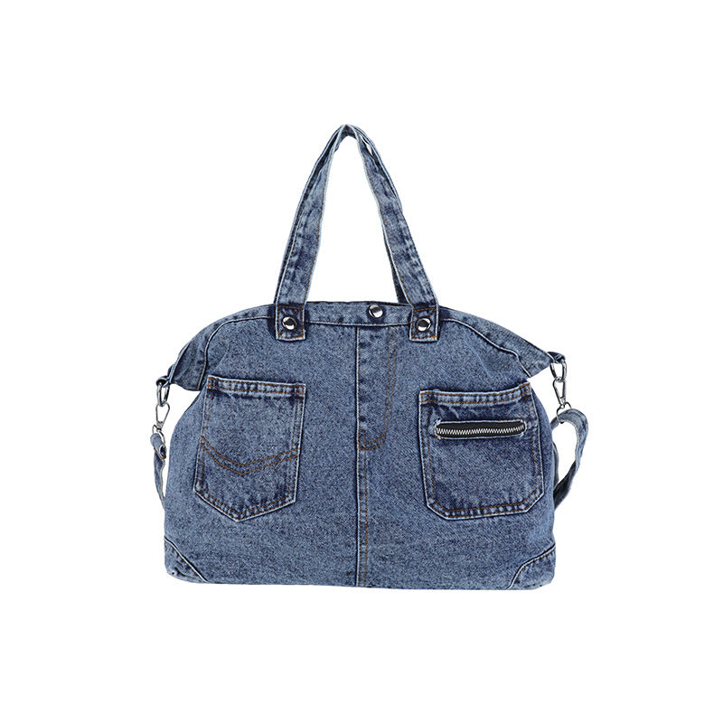 Denim Large-Capacity Shoulder Bag Casual Commuter Tote