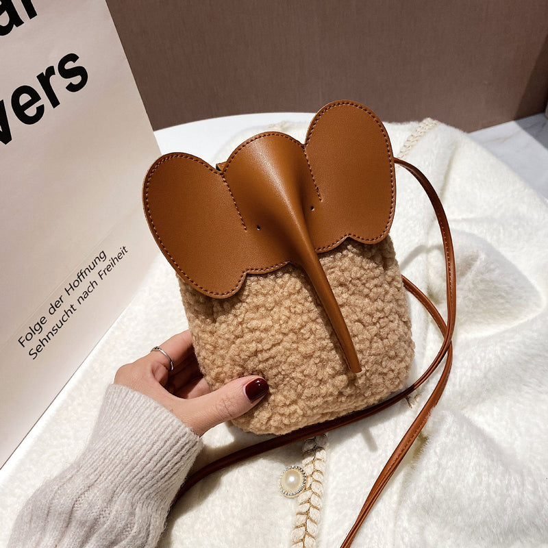 Lamb Wool Splicing Small Square Bag Fashion Messenger Bag