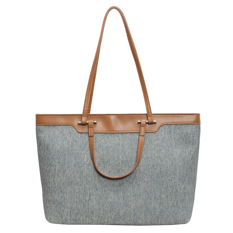 Denim Shoulder Bag Large Capacity Daily Tote