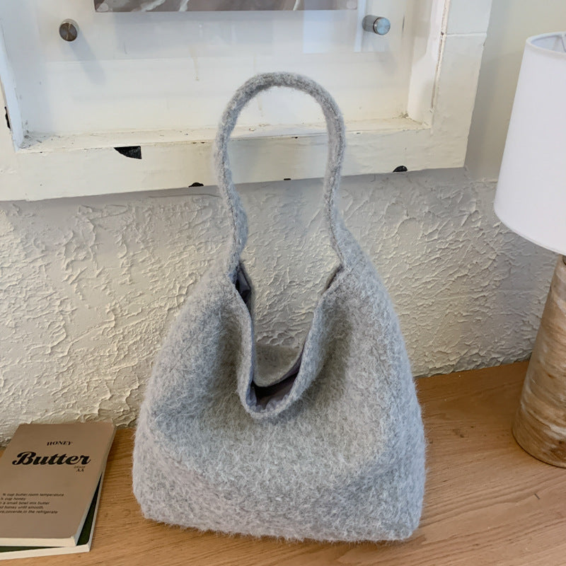 Internet Popular Plush Woolen Large-Capacity Tote Bag