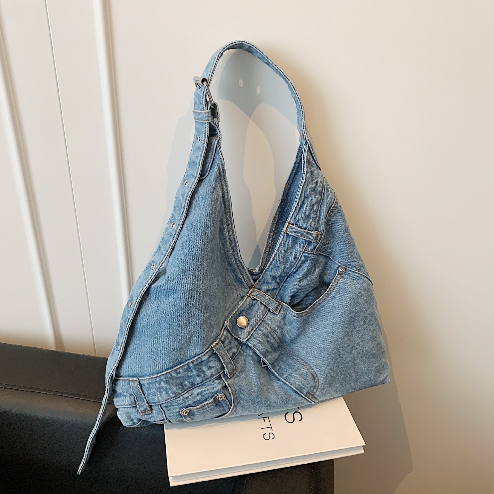 Large Capacity Denim Messenger Bag for Students & Travel
