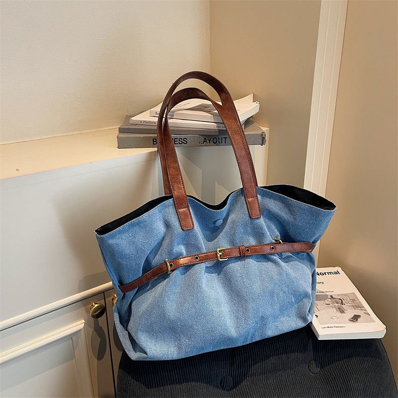 Large-Capacity Canvas Tote Bag for Commuting