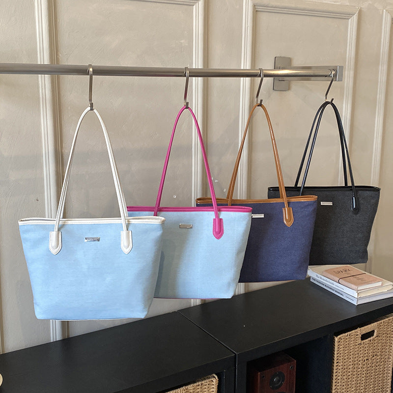 Commuting Denim Shoulder Bag High-End Versatile Tote