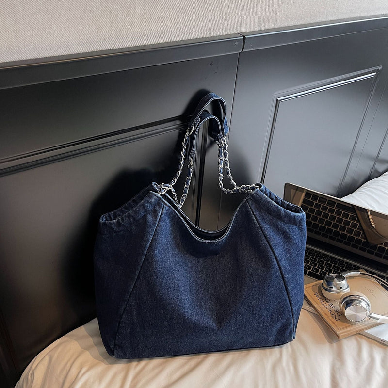 Autumn Messenger Bag Women's Denim Casual Commuter Shoulder Bag