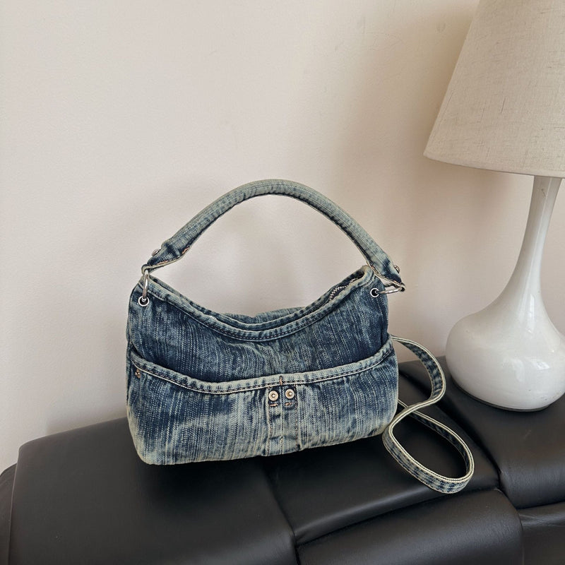 One Shoulder Messenger Bag Women's Commuter Denim Handbag