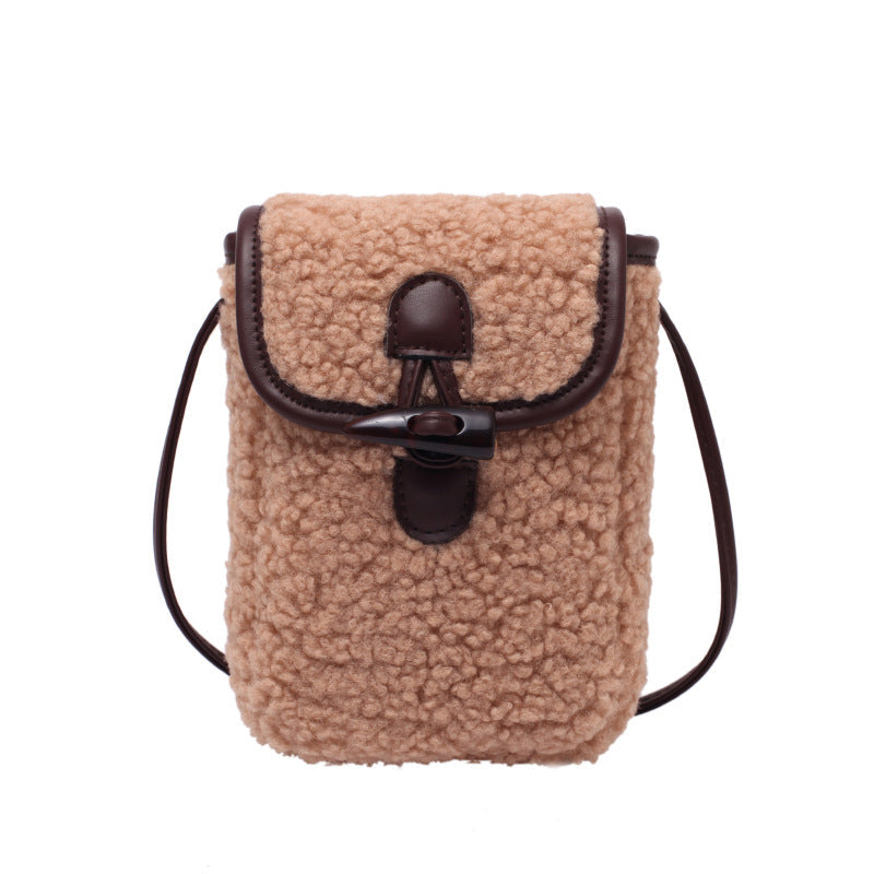 Mini Lamb Wool Square Bag Fashionable Messenger Shoulder Bag