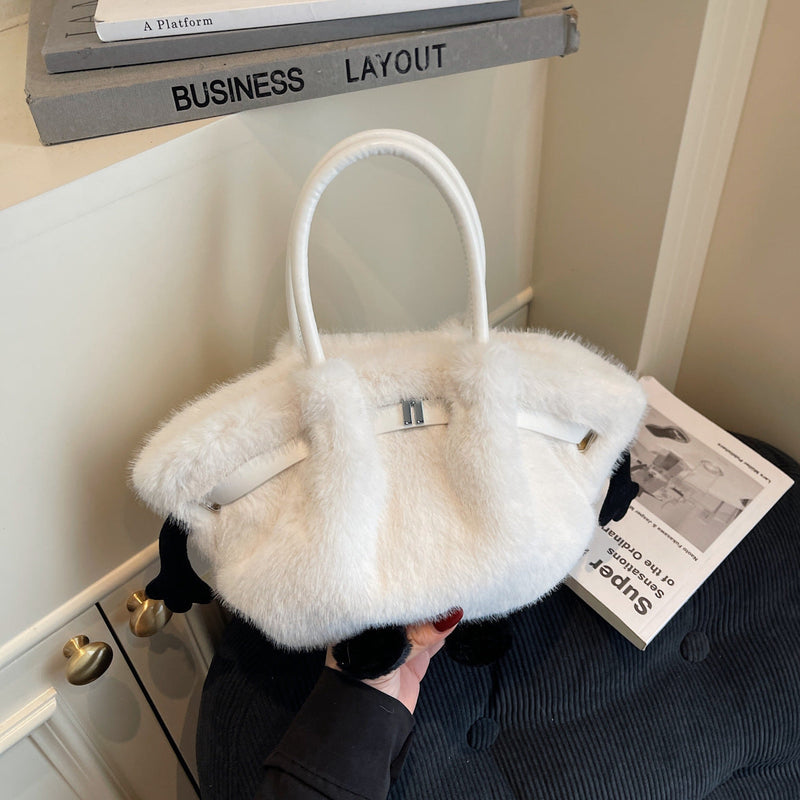 Demellier Pleated Plush Shoulder Bag - Cute Trendy Bucket Style
