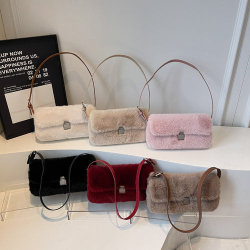 Autumn Fashionable Chain Plush Bag Large Capacity Casual Handbag
