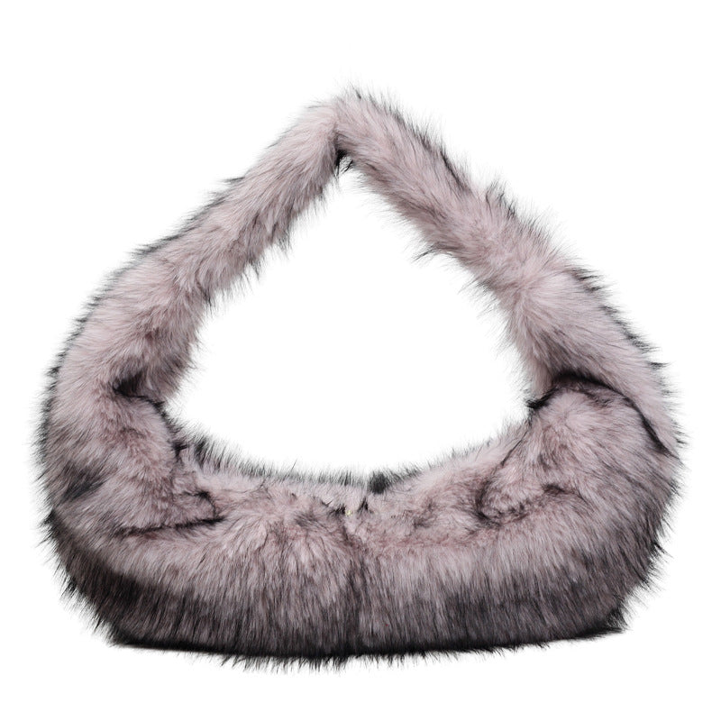 Premium Versatile Plush Shoulder Bag, Fluffy Armpit Bag, Casual Handbag