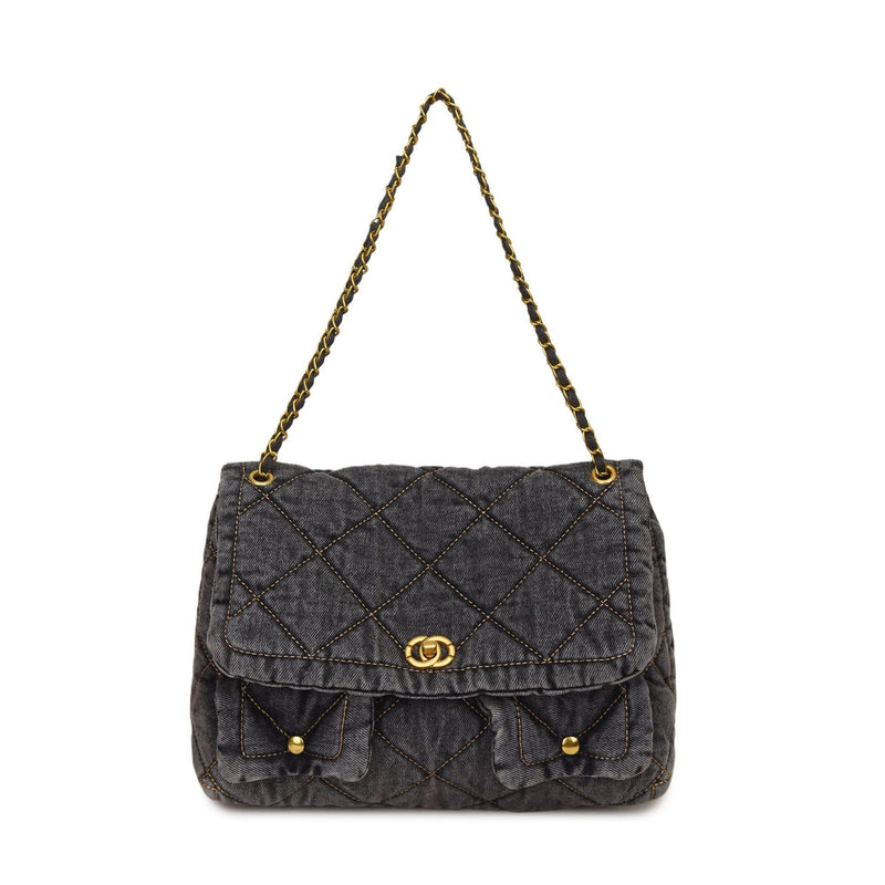 Denim Large Capacity Fragrant Wind Messenger Bag Diamond Chain Shoulder Bag