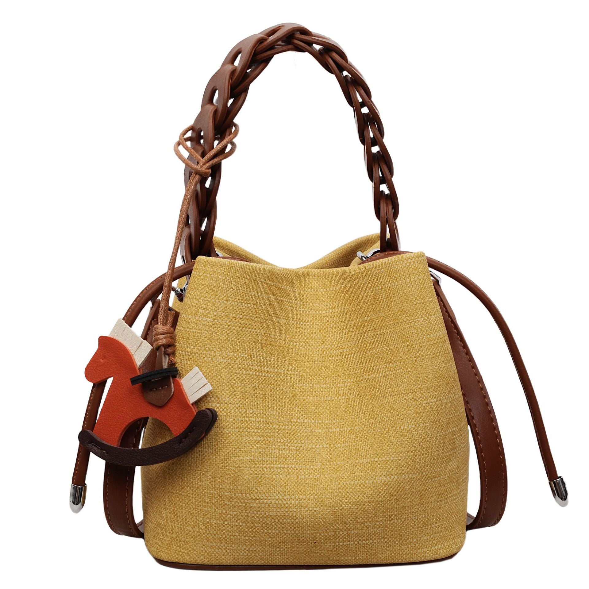 Denim Bucket Bag Trendy Shoulder Messenger Handbag for Women