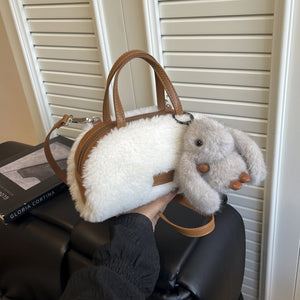Light Luxury Plush Women's Shoulder Bag Retro Commuter Messenger