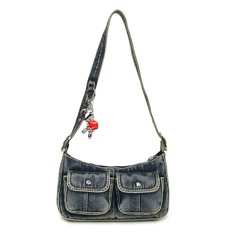 Babes Denim Shoulder Bag Commuter Messenger Bag